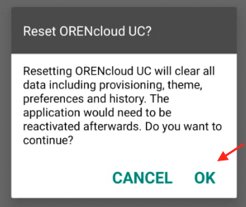 Android Reset App OK